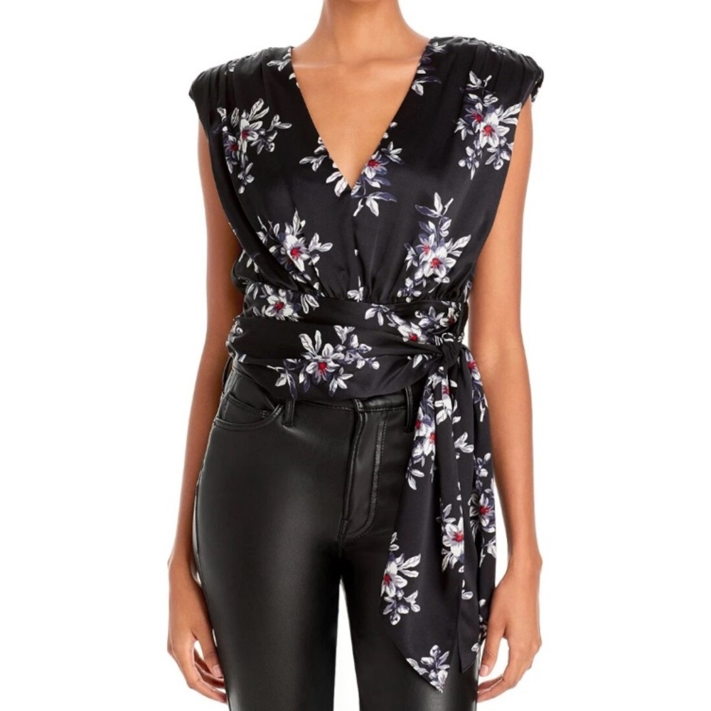 CINQ A SEPT Brenna Floral Silk Wrap Top Size Women’s Small NWT
